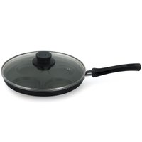 Frigideira Antiaderente 4 Ovos Multiflon Panela Tampa Vidro 55244 Preto