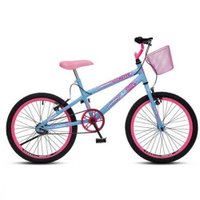 Bicicleta Colli Jully Aro 20 36 Raias Freios V-Brake Quadro Aço Carbono - Azul Champanhe/Rosa