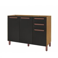 Balcão Indekes Monza 3 Portas 2 Gavetas 120 cm - Freijo/Chumbo