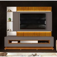 Painel DJ Solare TV Até 60 Com Led 1 porta 1 Gaveta - Cinza Urbano/Freijo