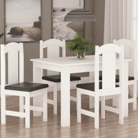 Conjunto De Mesa Arauna Estilo Com 4 Cadeiras - Branco com Preto