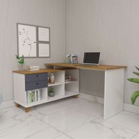 Escrivaninha Artany Gold Com Gavetas - Freijó/Grafito/Branco