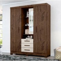 Guarda-Roupa / Roupeiro Zanzini Capelinha Premium 3 Portas 3 Gavetas - Jacaranda/Off White