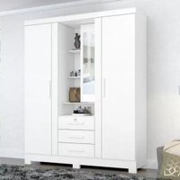 Guarda-Roupa / Roupeiro Zanzini Capelinha Premium 3 Portas 3 Gavetas - Branco Artico