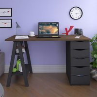 Escrivaninha Artany Spirit II Com Gavetas - Nogal/Preto