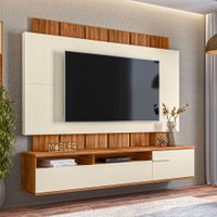 Painel Home Suspenso Sena Para TV Até 70 Polegadas Mobler - Teca Supremo/Off Artico