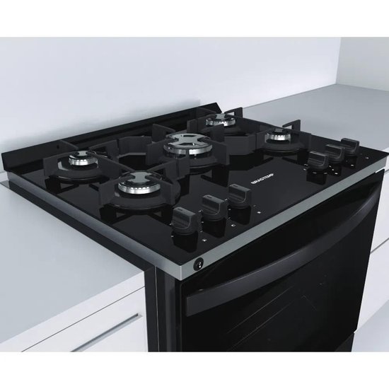 Fogão Brastemp 5 Bocas Embutir Mesa de Vidro BYS5VCE - Inox