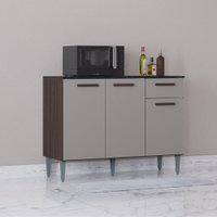 Balcão Poquema Janaina 3 Portas 1 Gaveta 105  cm - Chocolate/Off White