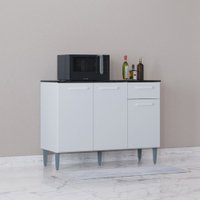 Balcão Poquema Janaina 3 Portas 1 Gaveta 105  cm - Branco