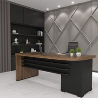 Mesa Artany Tamburato Com Gavetas Lado Esquerdo - Charuto Preto