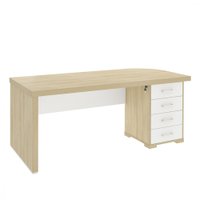 Mesa Artany Tamburato Com Gavetas Lado Direito - Carvalho com Branco