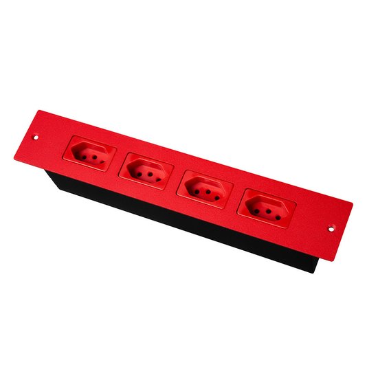 Régua Caixa de Tomada Embutir em Mesa e Móvel B-BOX IV - Vermelho
