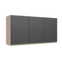 Armário Aéreo para Cozinha 3 Portas Be Mobiliario Cook - Nature com Grafite