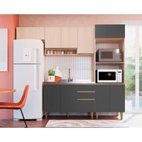 Cozinha Completa 4 Peças com Basculante Cook Be Mobiliario - Nature com Grafite