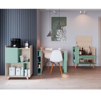 Balcão para Sala de Estar Multiuso Basculante Be mobiliário - Nature com Verde