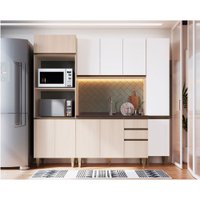 Cozinha Completa 4 Peças com Paneleiro Cook Be Mobiliario - Nature com Branco PINT