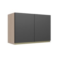 Armário Aéreo Para Cozinha 2 Portas Be Mobiliario Cook - Madeira com Grafite