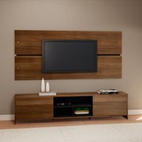Conjunto de Rack com Painel Mumbai em MDP Estilare Móveis - Madeirado com Preto