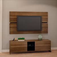 Conjunto de Rack com Painel Londres Estilare Móveis - Madeirado com Preto