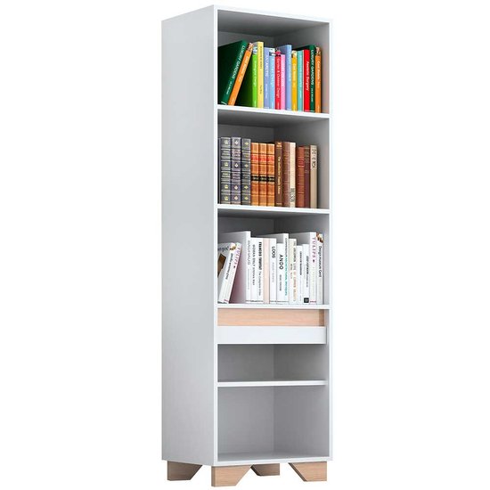 Estante Benevello 1 Porta 4 Prateleiras MDP Quiditá - Branco com Siena