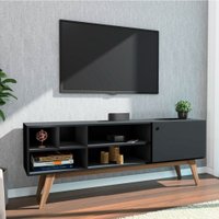 Rack Phoenix 61x160x36cm em MDP Estilare Móveis - Preto