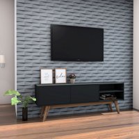 Rack Houston 57x160x30cm em MDP Estilare Móveis - Preto