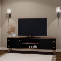 Rack para TV Oxford 55x180x37cm em MDP Estilare Móveis - Preto com Madeirado