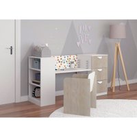 Kit Mesa escrivaninha e Cadeira Infantil Reguláveis Be mobiliário - Branco TX com Nature