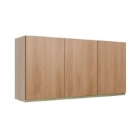 Armário Aéreo para Cozinha 3 Portas Be Mobiliario Cook - Nature com Madeira