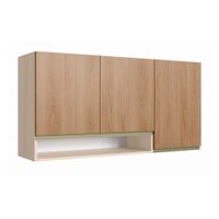 Armário Aéreo Para Cozinha 3 Portas Com Nicho Be Mobiliario - Nature com Madeira