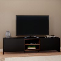 Rack Lyon 46,5x180x36cm em MDP Estilare Móveis - Preto com Madeirado