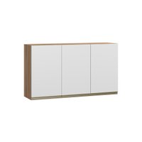 Armário Aéreo para Cozinha 3 Portas Be Mobiliario Cook - Madeira e Branco