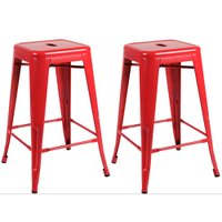 Kit com 2 Banquetas Berlim Com Estrutura em Aço e Pintura Automotiva Alta Fratini - Vermelho