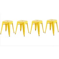 Kit com 4 Banquetas Berlim Baixa em aço com pintura automotiva Fratini - Amarelo