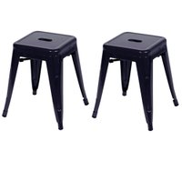 Kit com 2 Banquetas Berlim Baixa em Aço com Pintura Automotiva Fratini - Preto