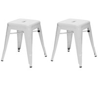 Kit com 2 Banquetas Berlim Baixa em Aço com Pintura Automotiva Fratini - Branco