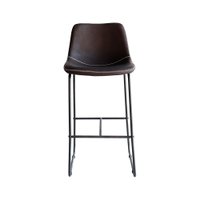 Banqueta Oxford Assento em Couro Ecológico e Base Cromada Fratini - Preto Vintage