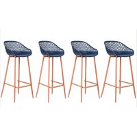 Kit com 4 Banquetas Monaco Média Assento em Polipropileno e Base em Aço Fratini - Azul Marinho