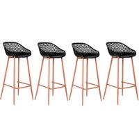 Kit com 4 Banquetas Monaco Média Assento em Polipropileno e Base em Aço Fratini - Preto