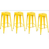 Kit com 4 Banquetas Berlim Alta em Aço com Pintura Automotiva Fratini - Amarelo