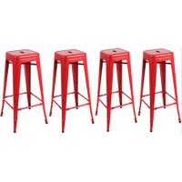 Kit com 4 Banquetas Berlim Alta em Aço com Pintura Automotiva Fratini - Vermelho
