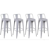 Kit com 4 Banquetas Berlim Alta Com Encosto Fratini - Metalico