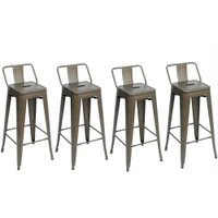 Kit com 4 Banquetas Berlim Alta Com Encosto Fratini - Bronze