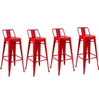 Kit com 4 Banquetas Berlim Alta Com Encosto Fratini - Vermelho