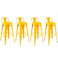 Kit com 4 Banquetas Berlim Alta Com Encosto Fratini - Amarelo