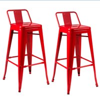Kit com 2 Banquetas Berlim Alta Com Encosto Fratini - Vermelho