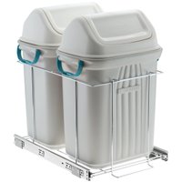 Suporte Duplo 2 Lixeiras 19l Embutir Corrediça deslizante Cromado, Bege e Verde Água