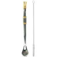 Bomba Para Mate Chimarrão ou Terere 24cm Ouro 18k Pera Laçador DG852CALACADOR Inox