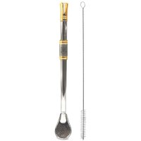 Bomba Para Mate Chimarrão ou Terere 24cm Ouro 18k Pera Brasão DG852CABRASAO Inox