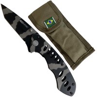 Canivete Tático Aura NTK Aço 420 Fosfatizado Com Trava De Segurança E Estojo 7896558420703 Preto